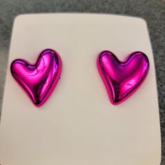 Hot Pink Heart Earrings Post Backings Lightweight Length: 1.06" Width: 1.02" Brqnd New Purple Heart Earrings For Valentine's Day, Modern Pearl Earrings, Pink Heart Earrings, Southwestern Boho, Mom Earrings, Men Earrings, Large Hoop Earrings, Black Rhinestone, Antique Earrings