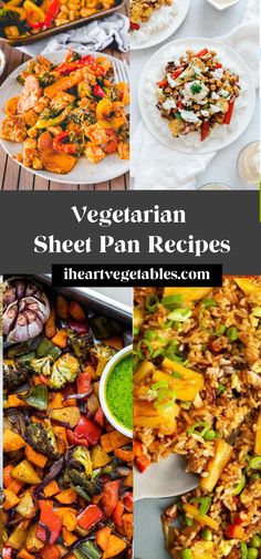 a collage of vegetarian sheet pan recipes