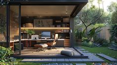 a home office in the middle of a garden