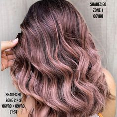 Rose Gold Balayage Brunettes, Rose Gold Hair Color Formula, Rose Balayage, Rose Gold Hair Shades, Dusty Rose Hair, Rose Hair Color, Rose Gold Hair Brunette