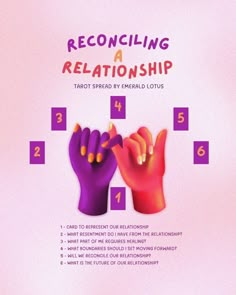 a poster with instructions on how to reconciling a relationship between two hands