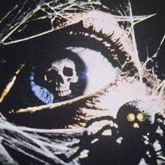 an image of a person's eye with the skeleton in front of it,