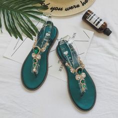 Bohemian Sandals Women Crystal Summer Slipper Shoes · Shop Zola · Online Store Powered by Storenvy Cheap Cute Shoes, Bohemian Sandals, Rhinestone Flats, Fashion Slippers, Summer Slippers, Rhinestone Sandals, Summer Flats, Womens Summer Shoes, Women Wholesale