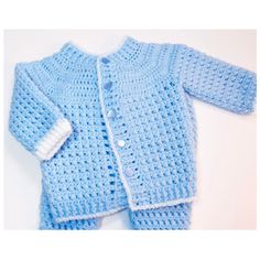 Digital PDF Crochet Pattern: 0-3M Bean Stitch Crochet Baby Cardigan Sweater pattern with follow along video tutorial by Crochet for Baby To make this crochet Bean Stitch Baby Cardigan Sweater I used #3 baby yarn but you can use any yarn with similar weight like DK acrylic or cotton yarns. You will need about 115g of yarn to make this baby cardigan sweater for boys and girls in 0-3M size. *This listing is for the baby cardigan sweater pattern only. Patterns for the matching baby pants with footsi Cardigan Sweater Pattern, Baby Afghan Crochet Patterns, Crochet Baby Jacket, Crochet Cardigan Sweater, Baby Cardigan Pattern, Stitch Crochet, Pull Bebe, Knit Baby Sweaters, Crochet Baby Cardigan