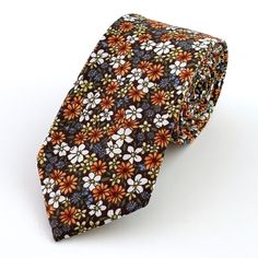 This Floral Tie Is Perfect For Weddings, Parties, Proms And Other Special Occasions - An Excellent Gift For Any Gentleman To Add To His Collection Of Dapper Style Accessories! Fabric: 100% Cotton Style: Slim/Narrow Width Measurements: Approx. W 2.4” X L 57” Care: Dry Clean Only *Buy 2 Ties At Regular Price And Get A Tie Of Equal Or Lesser Value For Free! Please Feel Free To Contact Me For Details About This Deal. Thank You! Classic Mid Century Modern, Accessories Fabric, Dapper Style, Trendy Boho, Wedding Parties, Neck Ties, Geometric Abstract, Brown Orange