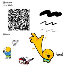 a cartoon character with a qr code in the background and an image of another character behind it