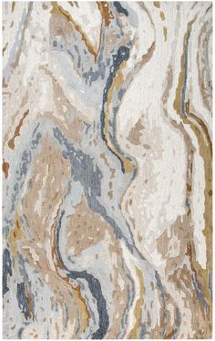 an area rug with various colors and patterns on it, including grey, brown, yellow and white