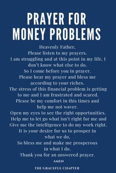 prayer for money problems on a blue background