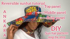 Afrocentric Accessories, Sun Hat Pattern, African Hats, Hat Tutorial, Hat Patterns, Draw Sketch, Diy Hat, Pattern Steps, Pattern Drafting