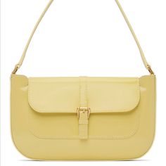 Never Been Worn. Yellow By Far Miranda Bag Elegant Yellow Shoulder Bag With Double Handle, Classic Yellow Shoulder Bag With Detachable Handle, Elegant Yellow Tote Shoulder Bag, Elegant Yellow Shoulder Bag With Removable Pouch, Elegant Yellow Satchel For Formal Occasions, Elegant Tote Baguette Bag With Hasp Closure, Chic Yellow Baguette Bag For Everyday Use, Elegant Yellow Satchel Shoulder Bag, Elegant Baguette Tote Bag With Hasp Closure