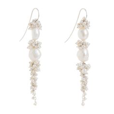 Stay stuck in time with our silver Baroque Long Pearl Drops, handcrafted from delicate seed pearls, and baroque pearls. Perfect statement designer wedding jewellery - for the modern bride or lover of pearl jewellery. To clean wipe with a soft cloth. Wedding Akoya Pearl Earrings In Pearl White, Luxury Pearl Charm Bridal Earrings For Wedding, Luxury Bridal Earrings With Pearl Charm For Wedding, White Gold Akoya Pearl Earrings For Wedding, Luxury Bridal Pearl Charm Earrings For Wedding, Elegant Silver Pearl Bridal Accessories, Elegant Pearl Bridal Accessories In Silver, Elegant Akoya Pearl Bridal Earrings, Silver Akoya Pearl Earrings For Wedding