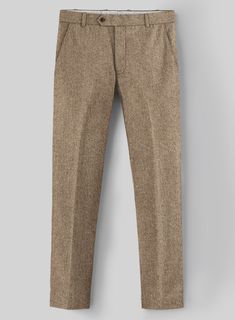 Opt for a classic this season with this timeless pair of brown tweed pants. Elegant and dreamy, this pair of men’s brown tweed pants are made of tweed fabric. The bonus is that this men's brown herringbone pants look good on every body type and go with everything. A 9 to 9 hassle-free outfit, you can wear these stylish tweed pants on any occasion - from a job interview to a night out with friends.  Our brown herringbone pants are customized and made to order specifically for you. No matter what type of fit and finish you are looking for in your herringbone tweed pants, we can get it done!  Look Includes  Irish Brown Herringbone Tweed Fabric  Cross Pocket  Flat Front  Two Welted Back Pockets on Trousers    Click 'Customize Now' to modify the look if needed.   Lining: Viscose, Dry Clean. Herringbone Pants, Pants Elegant, Brown Derby, Fabric Cross, Tweed Pants, Tweed Suit, Brown Tweed, Herringbone Tweed, Tweed Suits