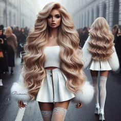 Wavy Wig Hairstyles, Striking Hair, Flare Wedding Dress, Modern Pinup, Fit And Flare Wedding Dress, Wavy Wig, Kawaii Fashion Outfits