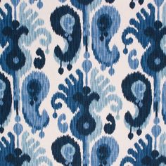 blue and white fabric with an abstract design