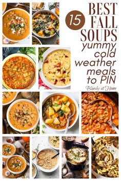 the best fall soups for cold weather meals to pln are featured in this collage