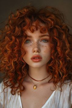 Curly Hair Reference Photo, Redhead Woman Aesthetic, Curly Red Hair Naturally, Character Inspiration Red Hair, Portrait Curly Hair, Chacter Inspiration, Curly Ginger Hair, Curly Hair Color Ideas, Curly Hair Color