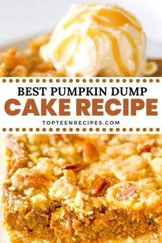 the best pumpkin dump cake recipe is made with just three ingredients and it's so good to eat