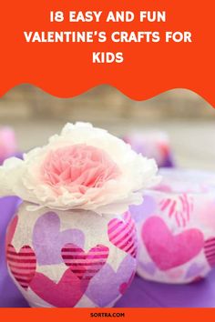 valentine's crafts for kids that are easy to make with paper hearts and flowers