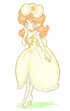 a drawing of a girl in a yellow dress