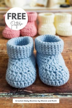 crochet baby booties made and knitted with free pattern on the front