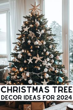 a christmas tree with presents under it and the words christmas tree decor ideas for 2014