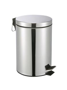 a stainless steel trash can with lid