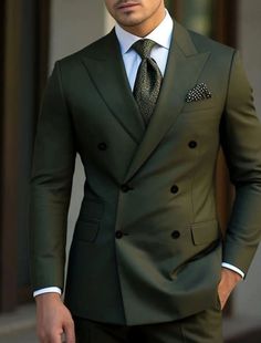 Army Green Suit Men, Green Double Breasted Suit Men, Dark Green Suit Men, Mens Wedding Style, Best Wedding Suits For Men, Double Breasted Suit Men, Best Wedding Colors, A Man In A Suit