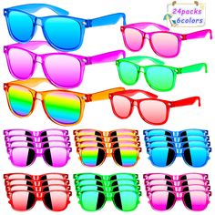 PRICES MAY VARY. [Summer Party Favors for Kids] What makes our kids sunglasses bulk different from other sunglasses for kids is our frame is translucent and bright colors which are very attractive. Each of toddler sunglasses bulk will show different colors in different lights and angles. In the sunlight, the frames of the kids glasses look like they are sparkling. And kids will be the most dazzling! Each pair of bulk sunglasses has gorgeous lenses. Receiving these kids will be over the moon! [Cu Sunglasses Party Favor, Sunglasses Party, Neon Sunglasses, Summer Party Favors, Sunglasses For Kids, Party Favors For Kids, Pool Birthday, Party Sunglasses, Kids Glasses