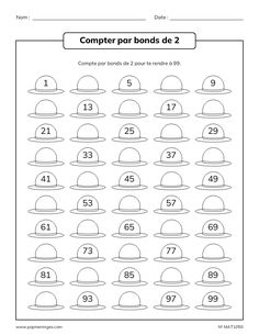 the worksheet for numbers and hats to learn how to count them in french