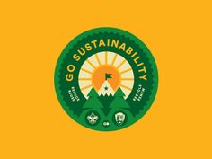 a green and yellow logo with the words go sustainability