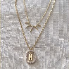 Brand New, Nwot Very Elegant! Wear Your Letter In A Smart And Stylish Way With This Lab-Created Diamond Open Frame "N" Initial Pendant From Pdpaola At Zales. Fashioned In 18k Gold Plated Over 925 Sterling Silver An Oval-Shaped Frame Of Lab-Created Diamonds Surrounds The Letter "N", Sculpted In An Uppercase Font. Radiant With 1/3 Ct. T.W. Of Lab-Created Diamonds The Pendant Suspends Along A 19.5-Inch Forzatina Cable Chain That Secures With A Spring-Ring Clasp. Additional Closure Rings At 15.5 And N Necklace, N Initial, Initial N, The Letter N, Elegant Wear, Spike Necklace, Letter N, Open Frame, Initial Pendant