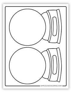 a black and white drawing of an object with two circles on the top, one circle is