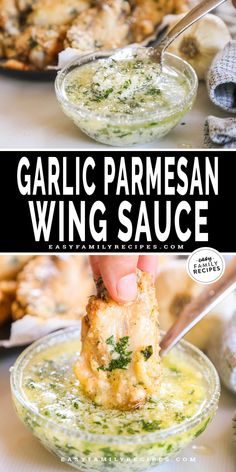 garlic parmesan wing sauce in a glass bowl