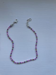 Colourful beaded anklet. Made to fit customer. Casual Pink Handmade Anklet, Trendy Handmade Anklets With Round Beads, Casual Pink Beaded Chain Bracelets, Beaded Anklet, Beaded Anklets, Anklet Jewelry, Body Jewellery, Jewelry Ideas, Body Jewelry