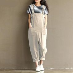 Plus Size 90s Overalls for women Buddha Trends Beige Overalls, Suspenders Casual, Style Salopette, Plus Size 90s, 90s Overalls, Suspender Jumpsuit, Sweat Vintage, Overalls Plus Size, Blue Suspenders