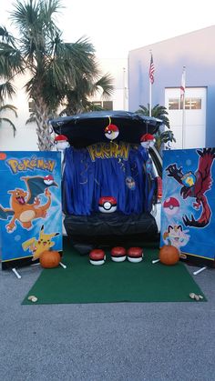 an inflatable car is decorated with pokemon pictures