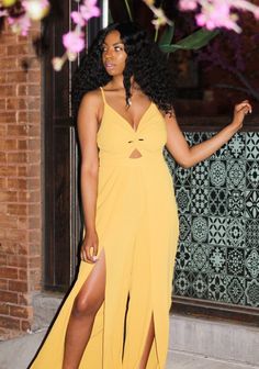 Passport Yellow Peek-A-Boo Jumpsuit - TRUE. Trendy Solid Color Jumpsuits And Rompers For Date Night, Trendy Solid Jumpsuits And Rompers For Date Night, Chic One-piece Jumpsuit For Night Out, Flirty Strapless Jumpsuit For Night Out In Spring, Flirty Strapless Jumpsuit For Spring Night Out, Fitted Jumpsuits And Rompers With Split For Party, Fitted Split Jumpsuits And Rompers For Party, Chic Fitted Split Jumpsuits And Rompers, Maxi Length Jumpsuits For Spring Date Night