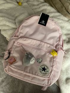 Pretty Backpacks Aesthetic, Backpack Inspo For School, Pink School Bag Aesthetic, Converse School Bag, Nike Pink Backpack, It Girl Backpack, Pink Converse Backpack, Cute School Backpack