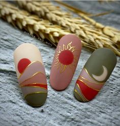 Landscape Nail Art, Copper Nail Art, Camping Nails, Nail Stamping Ideas, Nail Polish Art Designs, Boho Nails, Color For Nails, New Nail Art Design, Hippie Nails