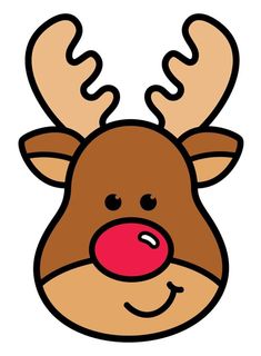 a reindeer's head with red nose and antlers