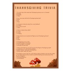 a thanksgiving trivia with mushrooms on it