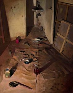 an old kitchen with dirty dishes on the counter