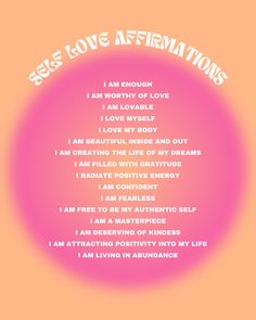 a pink circle with the words ses's love affirmators on it