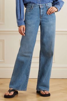 Chic Dark Wash Wide Leg Jeans, Mid-rise Flare Jeans For Everyday In Fall, Trendy Straight Fit Full Length Jeans, Fall Cropped Straight Jeans, Straight Fit Denim Blue Pants For Fall, Everyday Mid-rise Jeans, Chic Dark Wash Mid-rise Cropped Jeans, Chic Mid-rise Dark Wash Cropped Jeans, Trendy Wide Leg Workwear Jeans