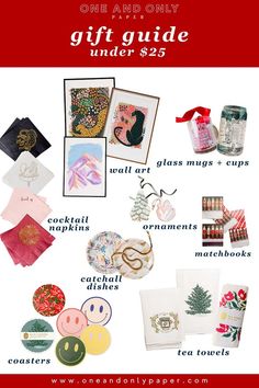 the ultimate gift guide under $ 25 includes cards, magnets, and other decorative items