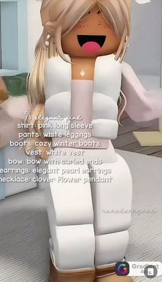 an animated image of a woman with blonde hair wearing white clothing and holding her arms out