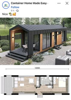 the tiny house is made out of shipping containers