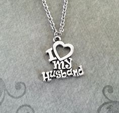 I Love My Husband Necklace SMALL Heart My Husband Jewelry Silver Charm Necklace Husband Necklace Wif I Love My Husband, Husband And Wife Love, Wife Jewelry, Silver Charm Necklace, S Love Images, Couples Keychains, Love Husband Quotes, Allah Wallpaper, Cute Love Wallpapers