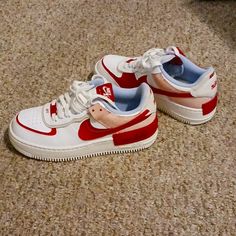 Nike Air Force 1, Red And Blue, Worn Once Nike Air Force 1 Red, Shoes Nike Air Force, Nike Air Force 1 Shadow, Shadow Color, Air Force 1 Shadow, Shoes Nike Air, Shoes Nike, Nike Air Force 1, Air Force 1