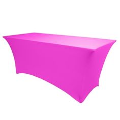 a bright pink table cover for a banquet or wedding reception, on an isolated white background